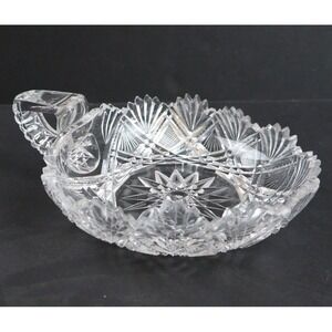 Vintage American Brilliant Cut ABC Crystal Glass Handled Bowl / Candy Dish
